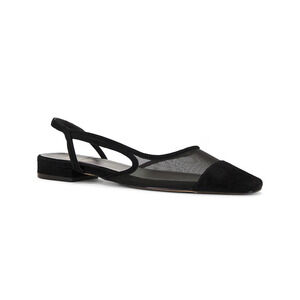 Raye Dorit Mesh Suede Trim Flat Slingback Shoes Black Women's Size 7.5